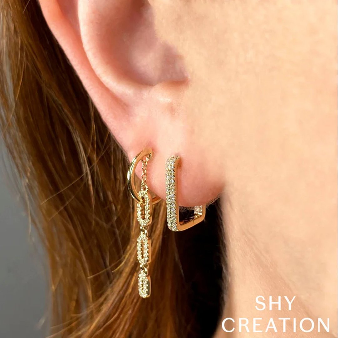 0.27ctw Diamond Rectangle Hoop Earrings