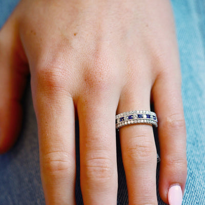 Blue Sapphire & Diamond Band