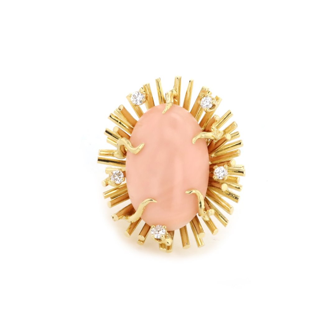 Coral Cabochon Ring