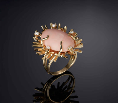 Coral Cabochon Ring