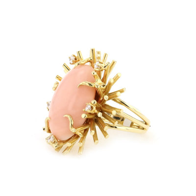 Coral Cabochon Ring