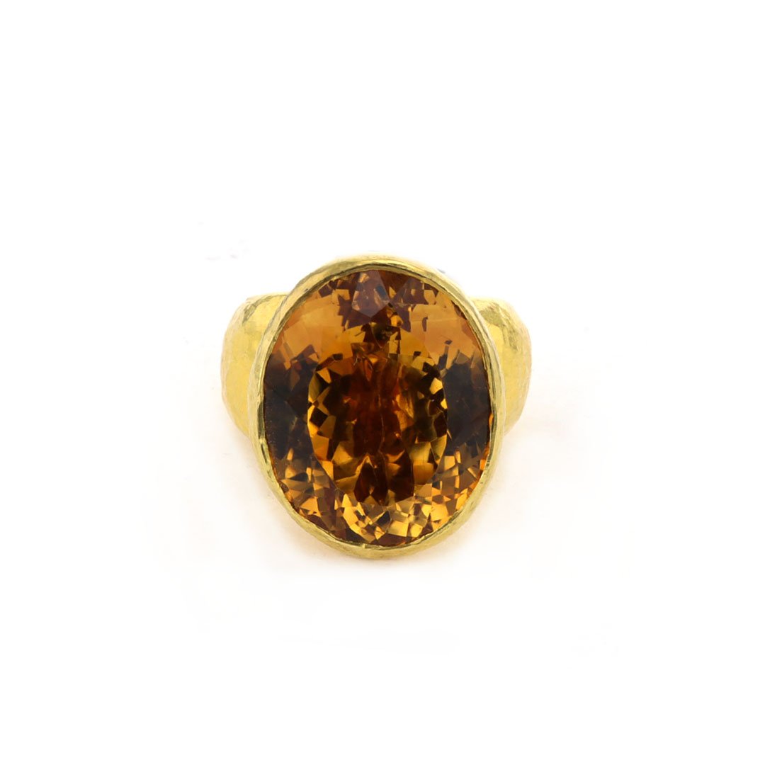 Faceted Oval Citrine Ring