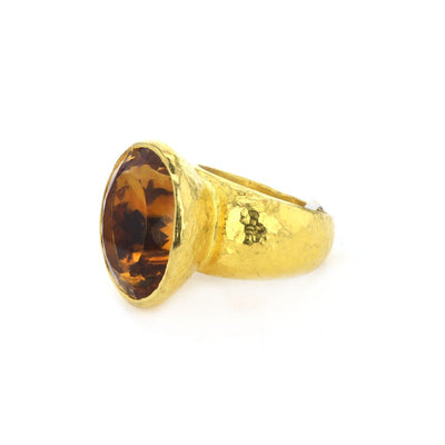 Faceted Oval Citrine Ring