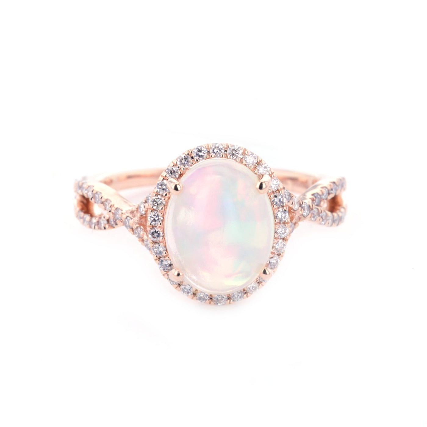 Opal & Diamond Halo Ring