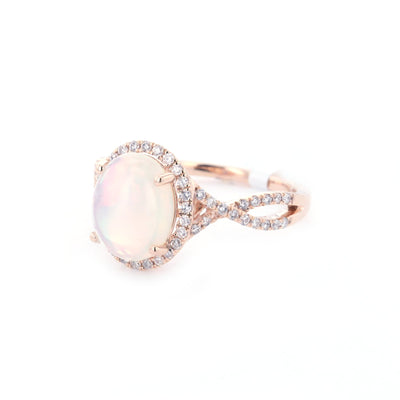 Opal & Diamond Halo Ring