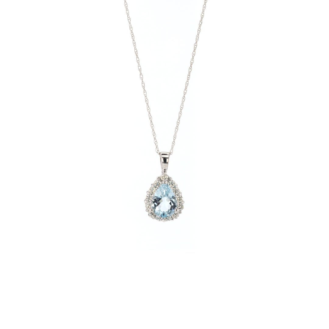Aquamarine & Diamond Pendant Necklace