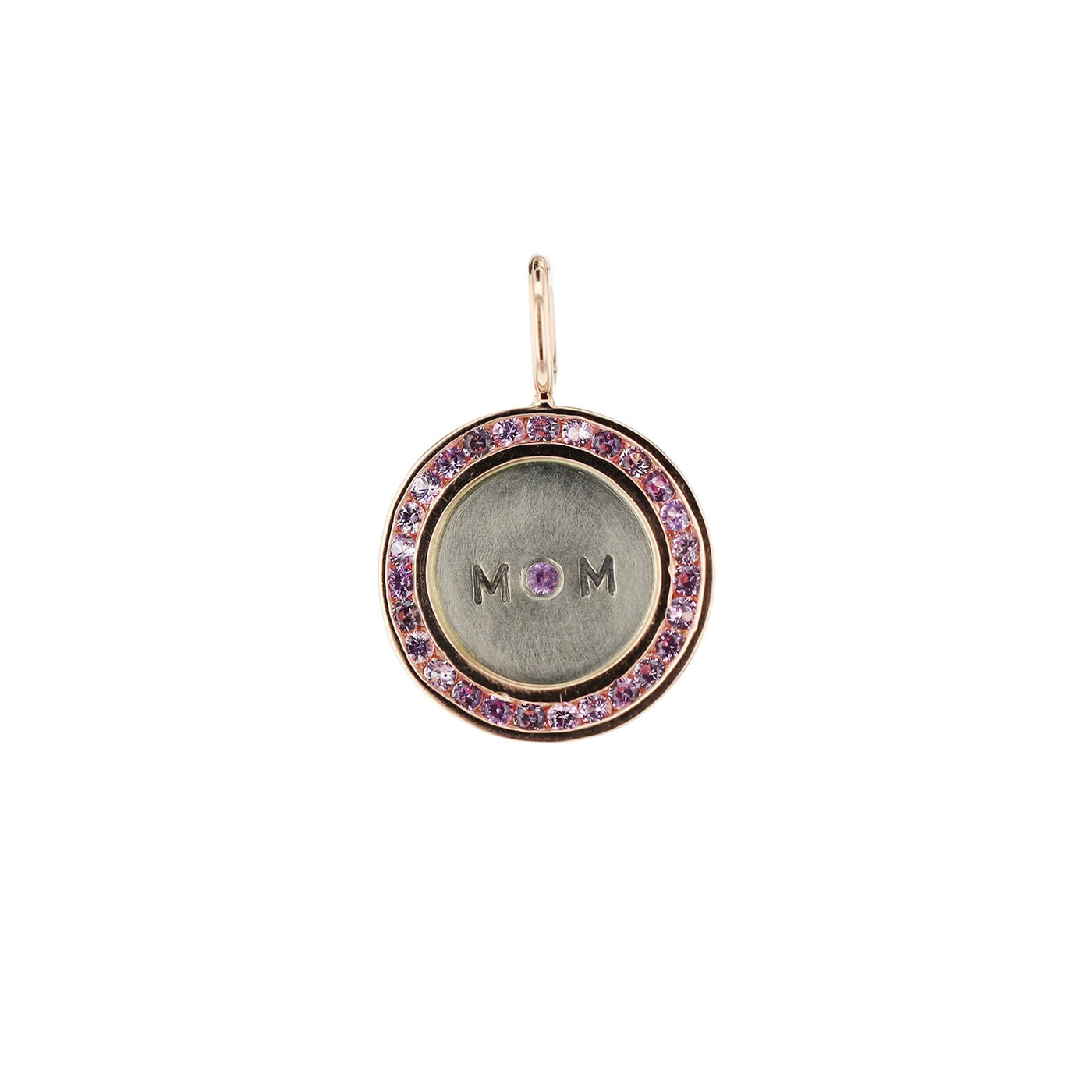 Pink Sapphire Round MOM Pendant