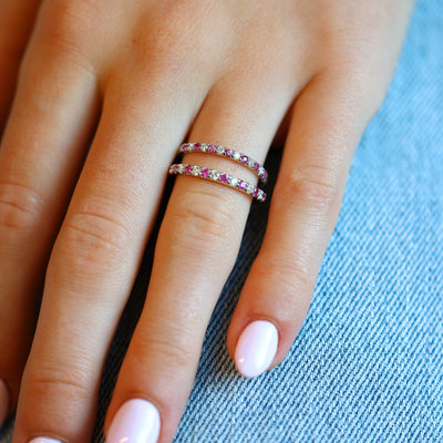 Pink Sapphire & Diamond Band