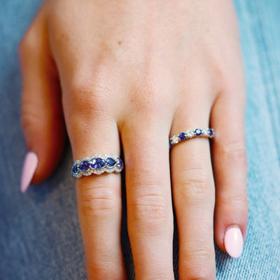 Blue Sapphire & Diamond Ring