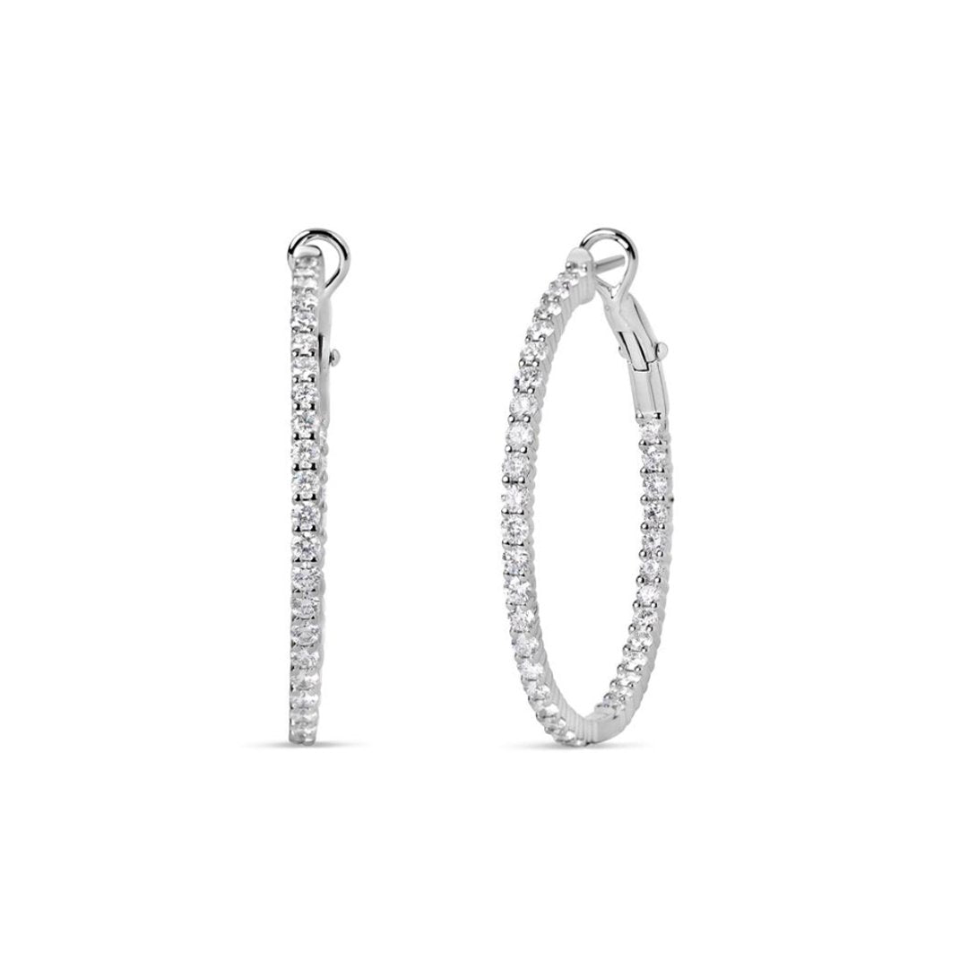 2.95 ctw Diamond 1.20" Inside-Out Hoop Earrings