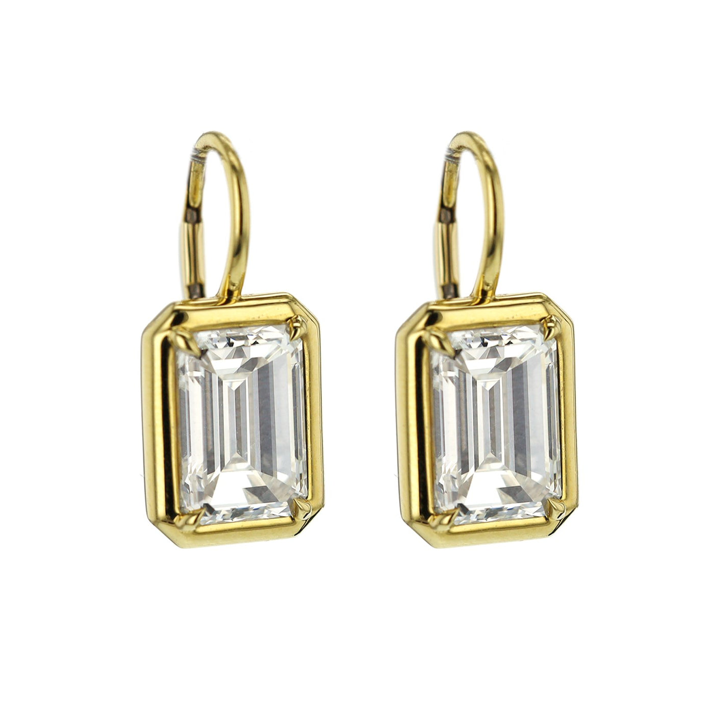 6.04 ctw Diamond Bezel Set Emerald Cut Diamond Earrings