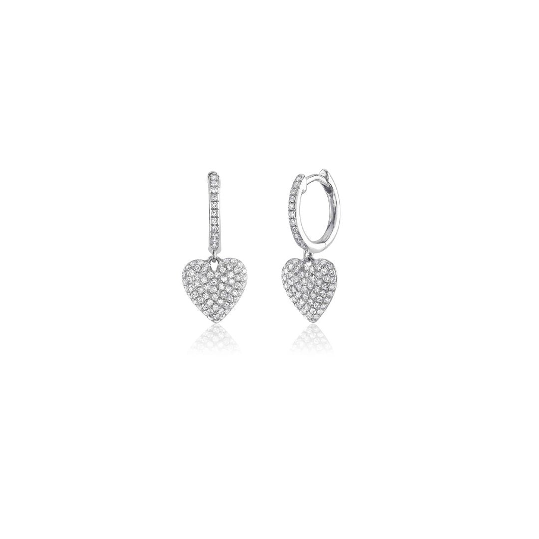 0.35 ctw Diamond Pave Heart Drop Earrings