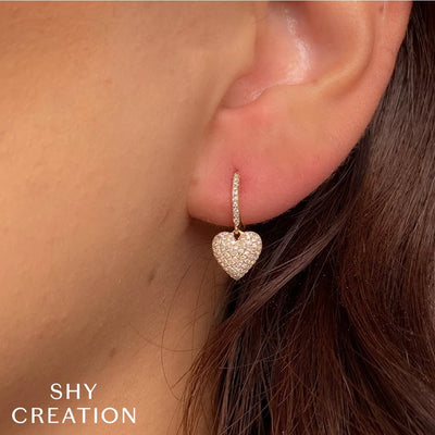 0.35 ctw Diamond Pave Heart Drop Earrings