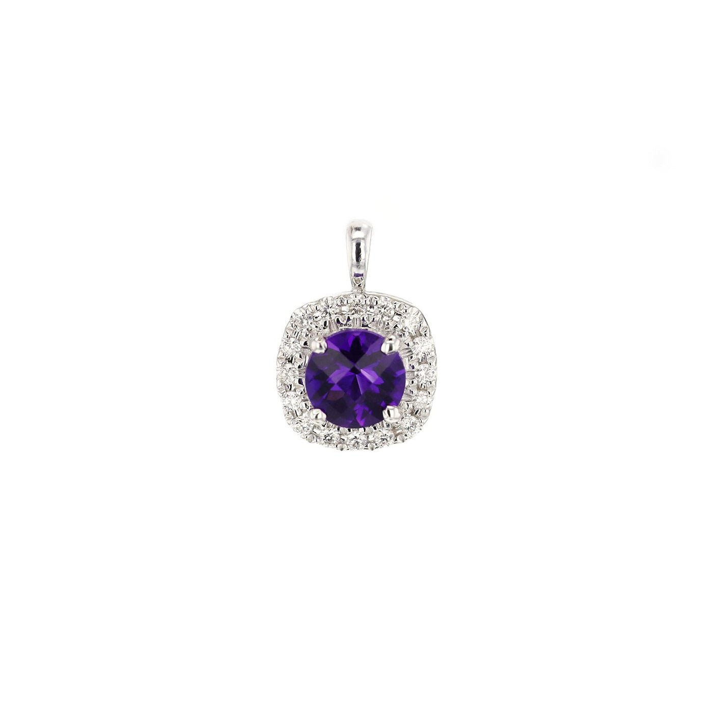 Amethyst & Diamond Halo Pendant