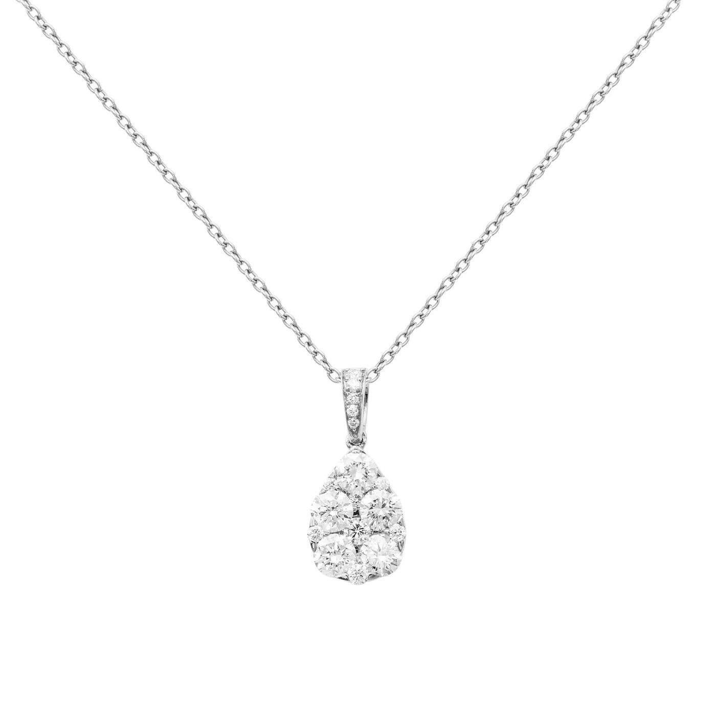 16+2" 1.02 ctw Diamond Pear Cluster Necklace