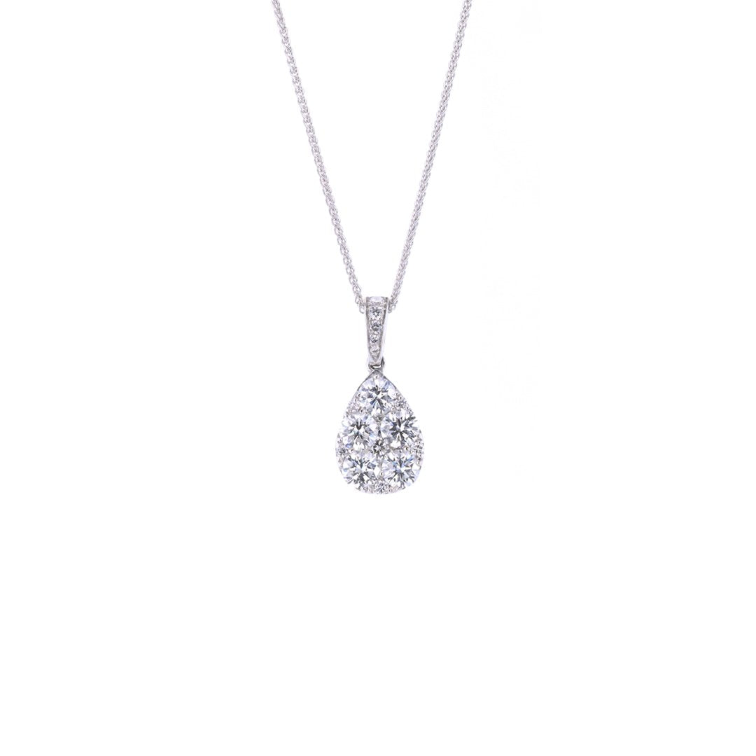 16+2" 1.02 ctw Diamond Pear Cluster Necklace