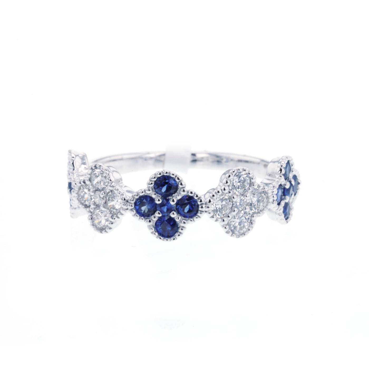 Blue Sapphire & Diamond Flower Band
