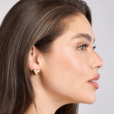 Puffed Heart Stud Earrings
