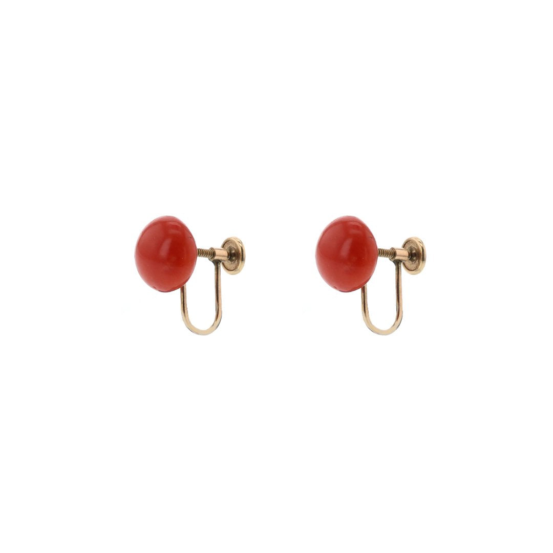 Coral Button Earrings