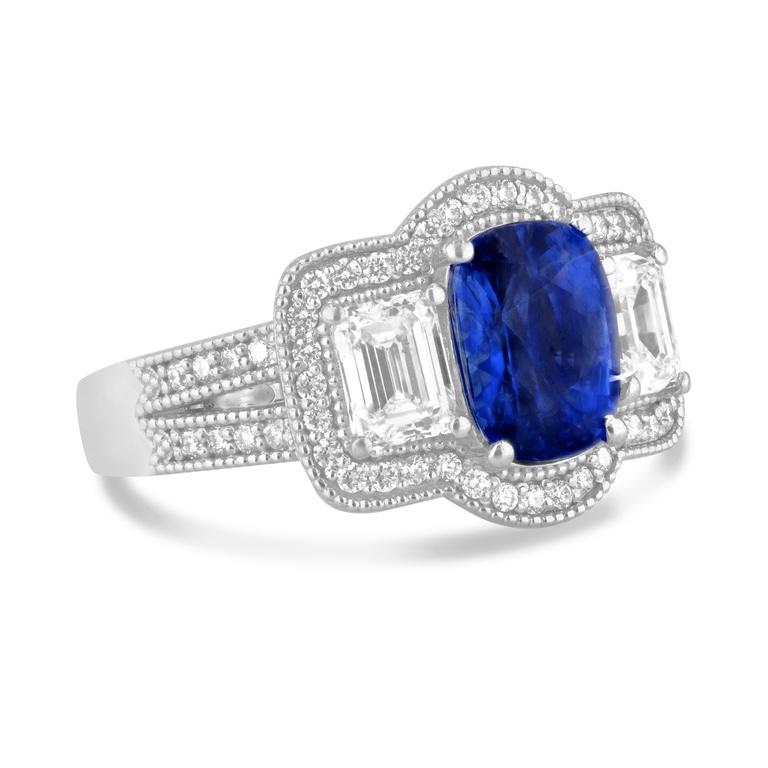 Blue Sapphire & Diamond Ring
