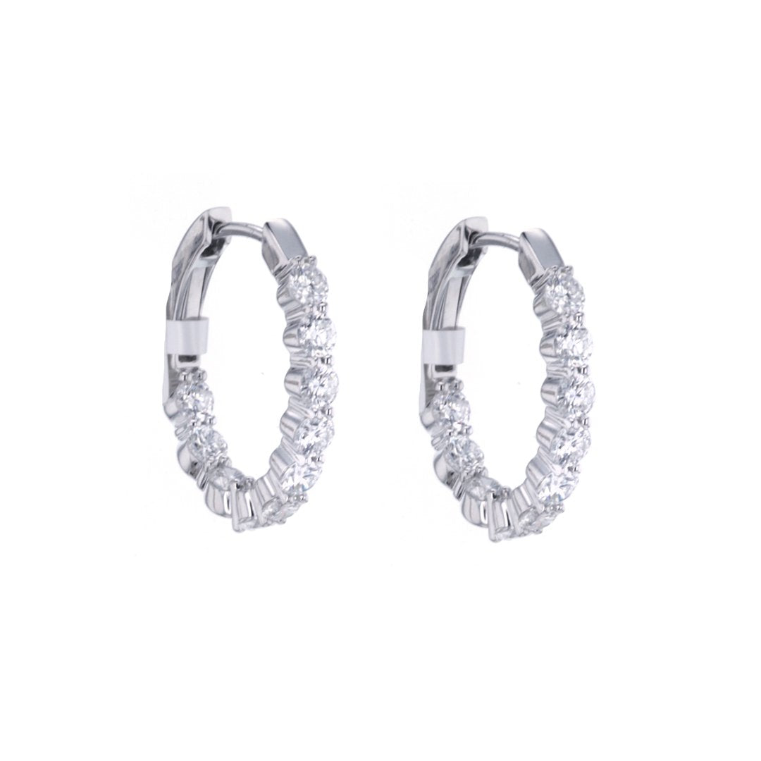 2.06ctw Diamond 0.75" Inside-Out Hoop Earrings