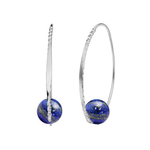 Lapis "Embrace" Hoop Silver Earrings
