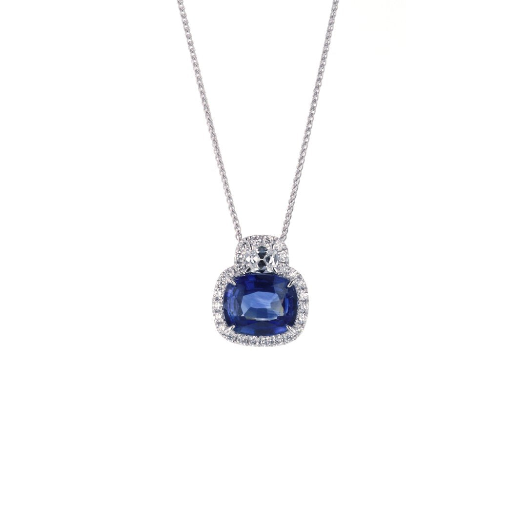 Blue Sapphire & Diamond Pendant Necklace