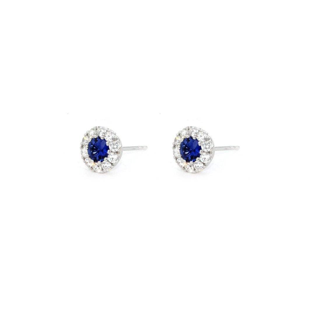 Blue Sapphire & Diamond Earrings