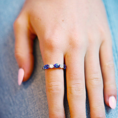 Blue Sapphire & Diamond Band