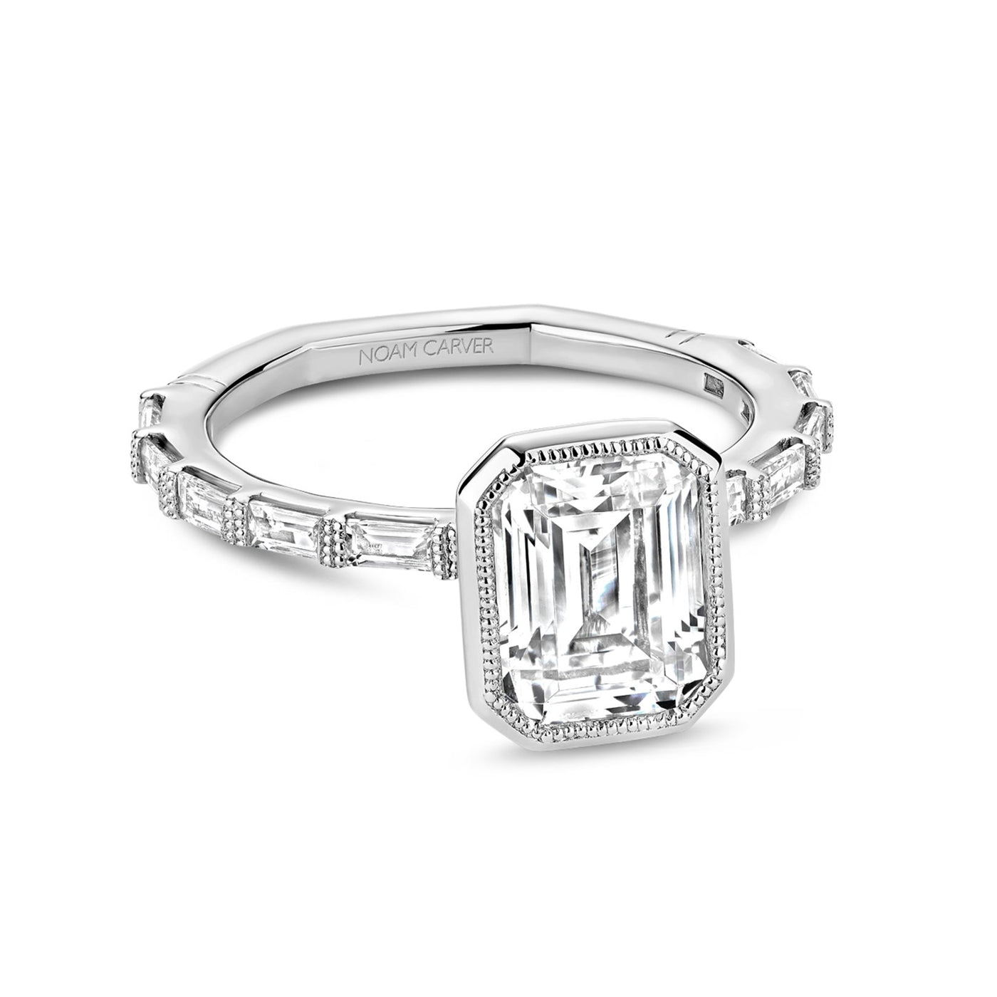 0.59 ctw Diamond Hidden Halo Bezel Engagement Ring