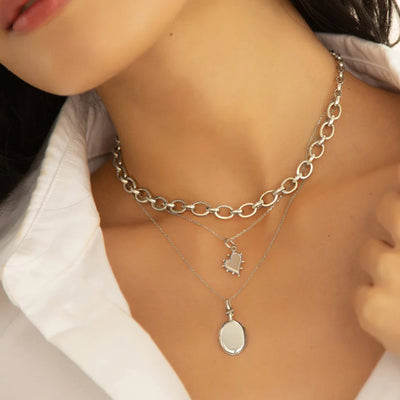 Silver Oval Eve Locket Necklace