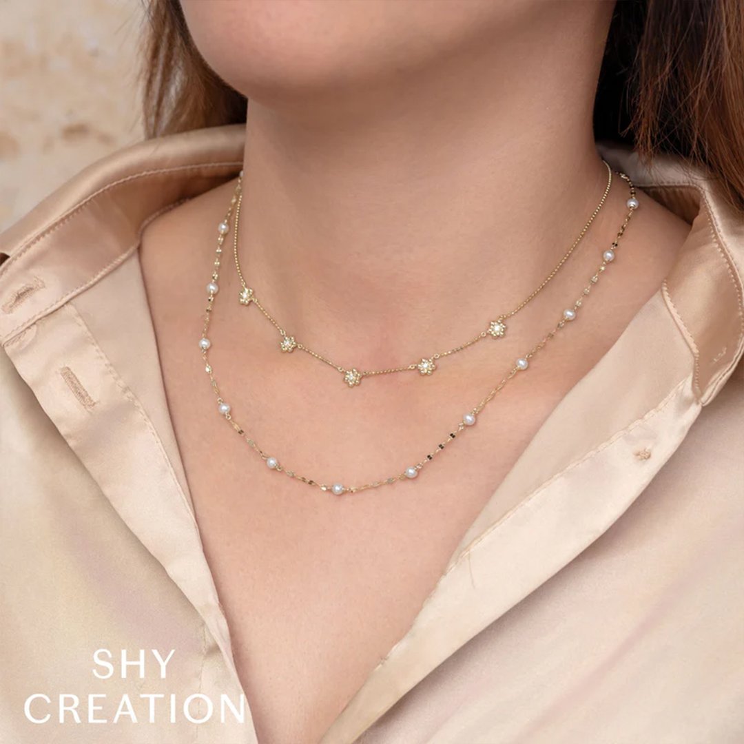 Pearl Sparkle Chain Necklace