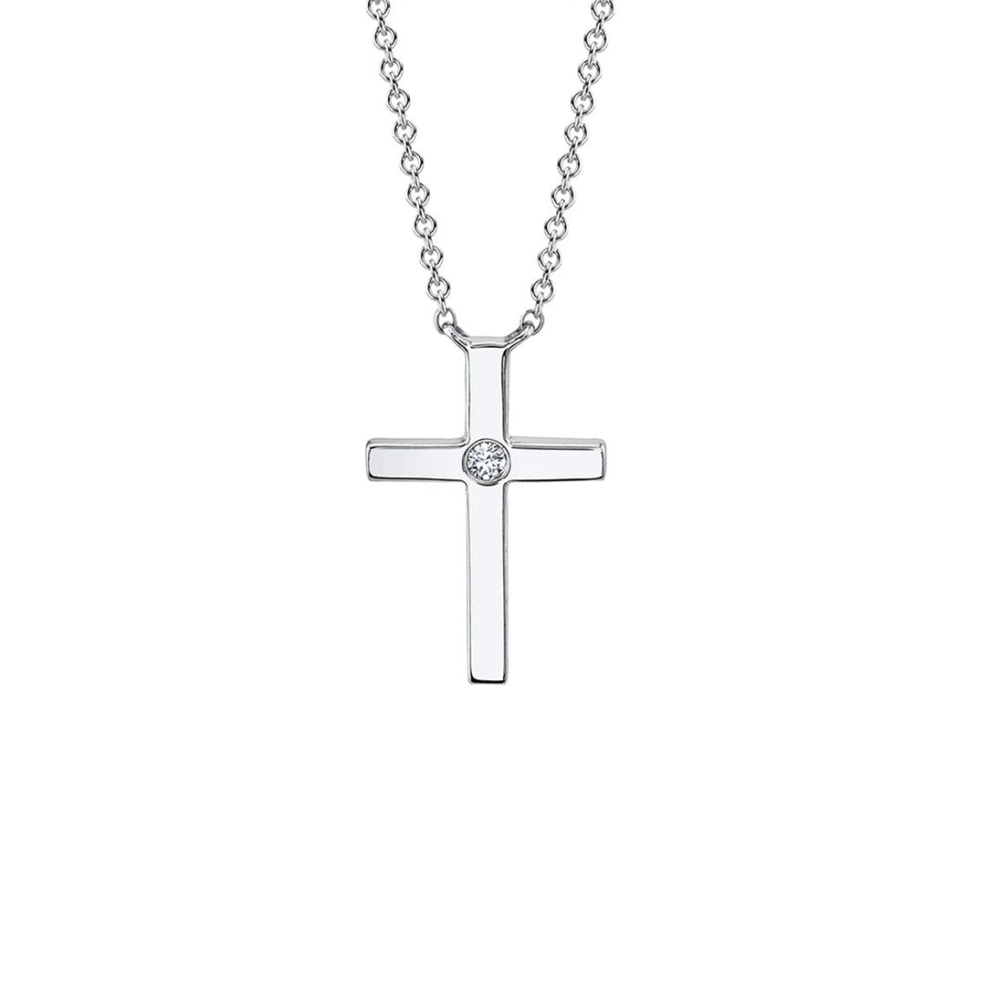 15+3" 0.03 ctw Diamond Cross Necklace