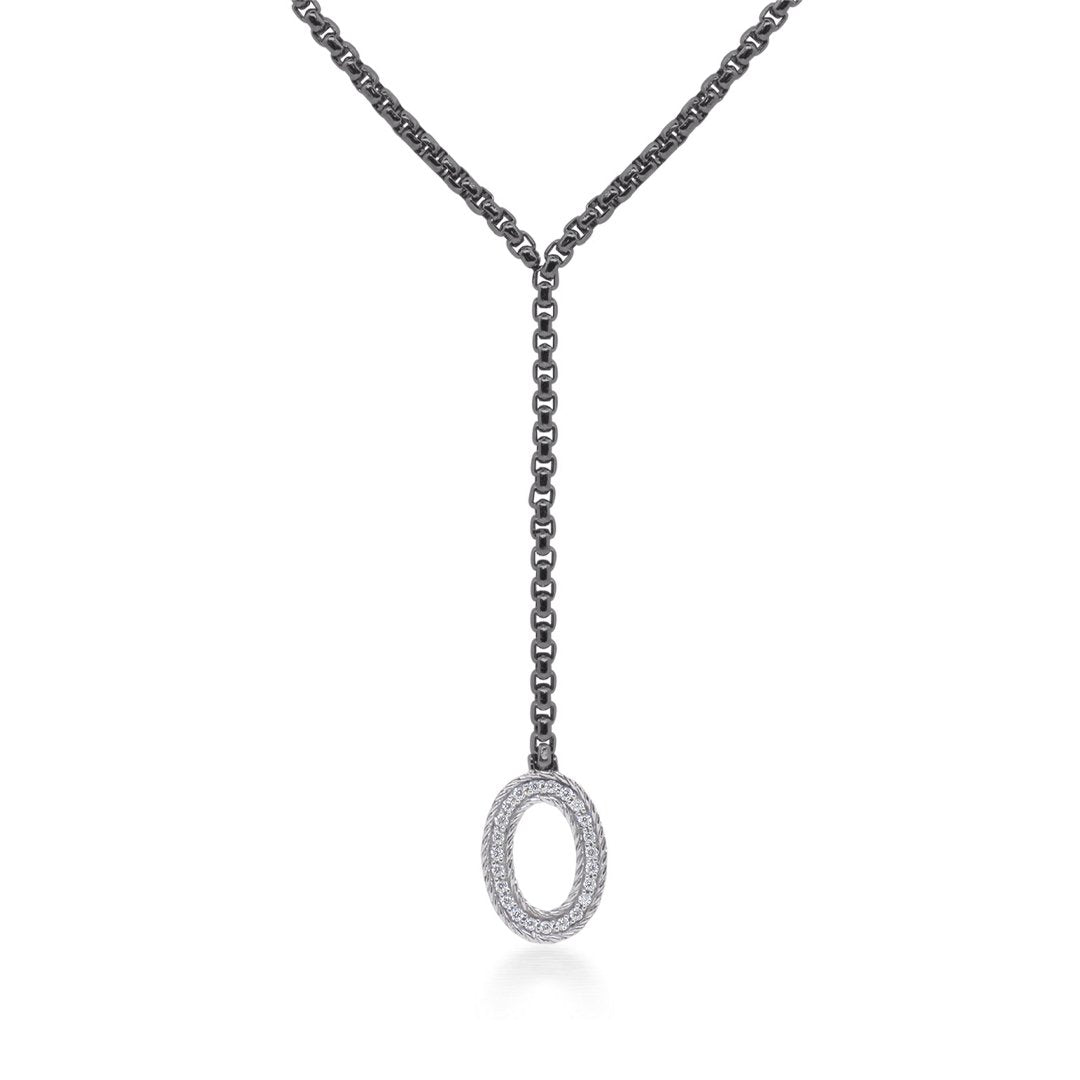16.5" 0.19 ctw Diamond & Lariat Cable Necklace
