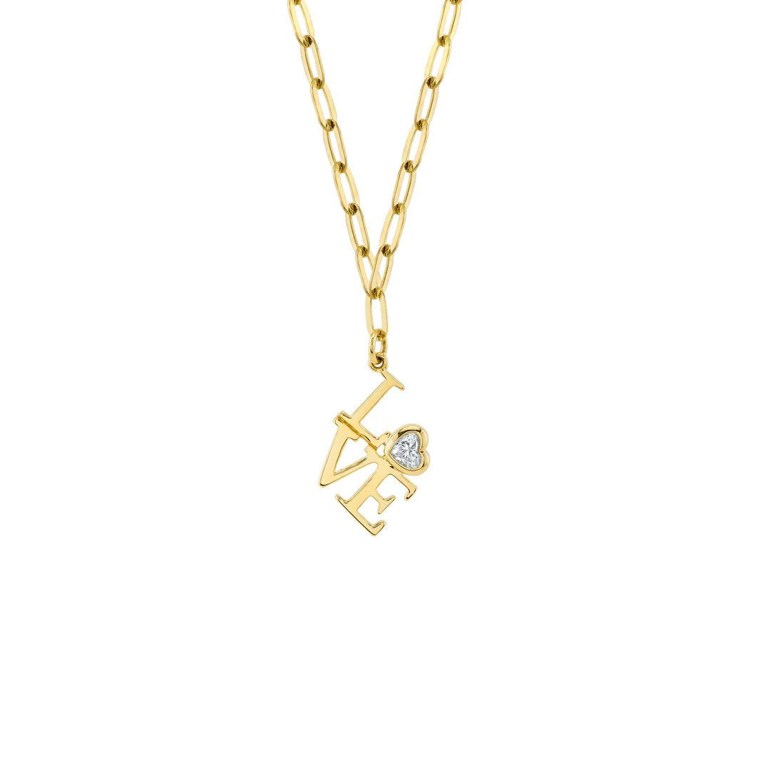 0.12 ctw Diamond Love Paper Clip Necklace