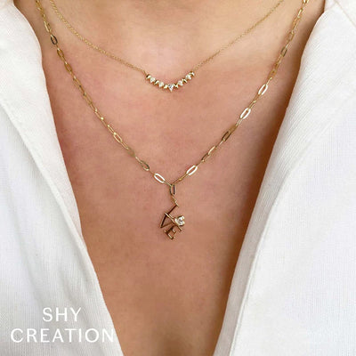 0.12 ctw Diamond Love Paper Clip Necklace
