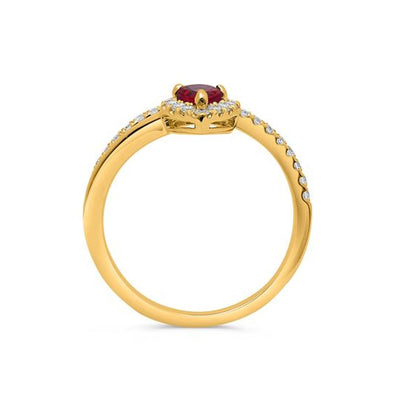 Pear Ruby & Diamond Halo Ring