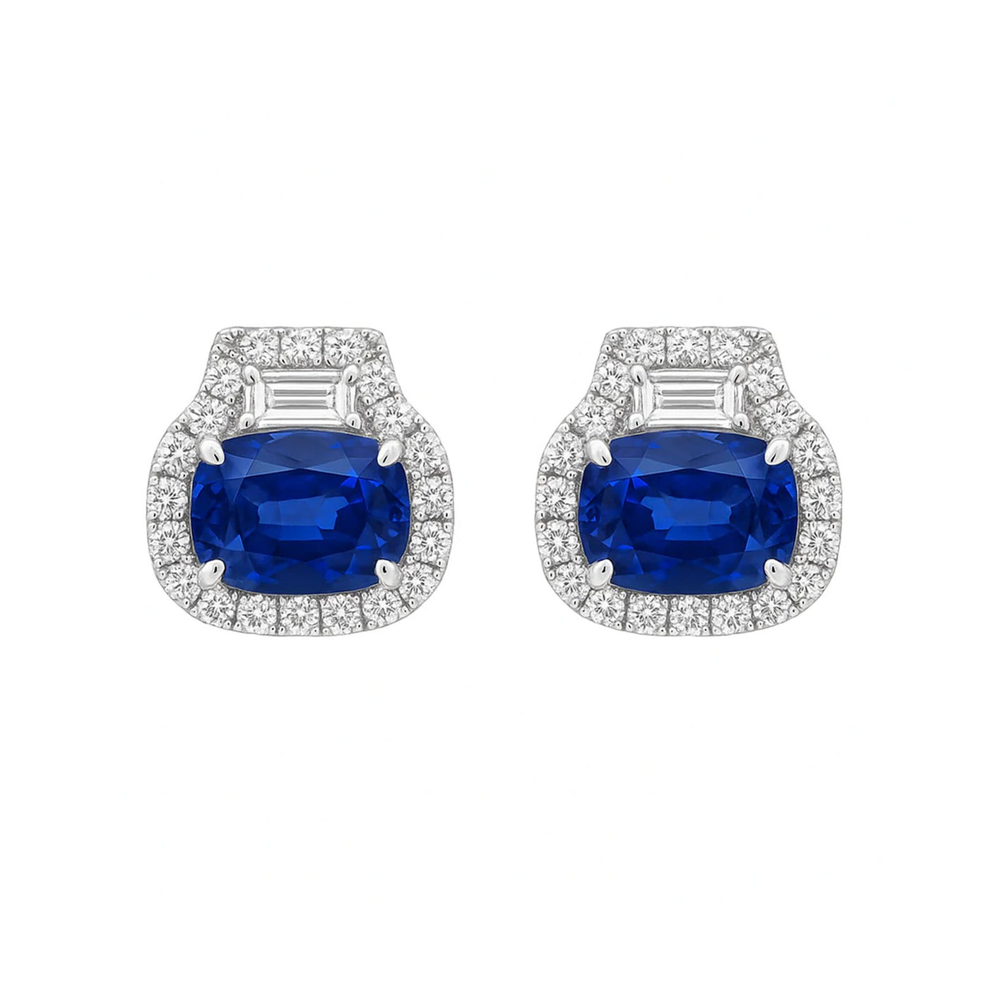 Blue Sapphire & Diamond Earrings