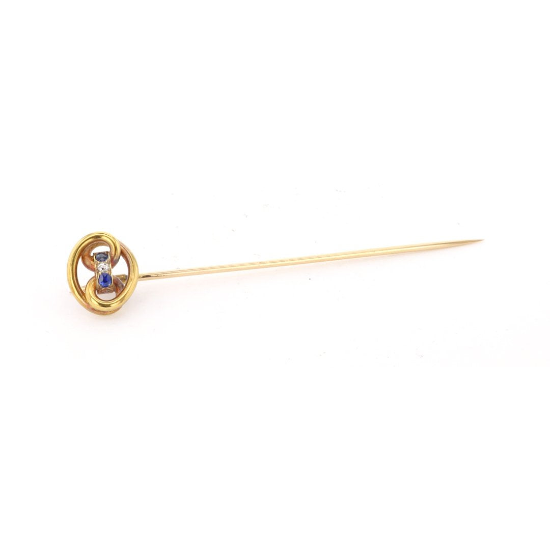 Blue Sapphire & Diamond Stick Pin