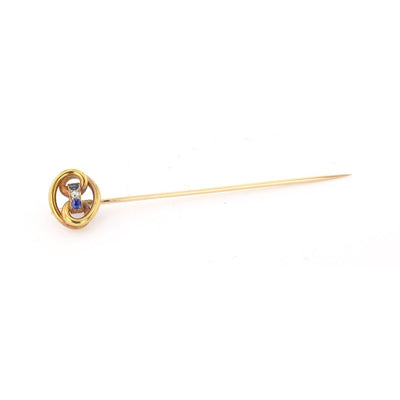 Blue Sapphire & Diamond Stick Pin