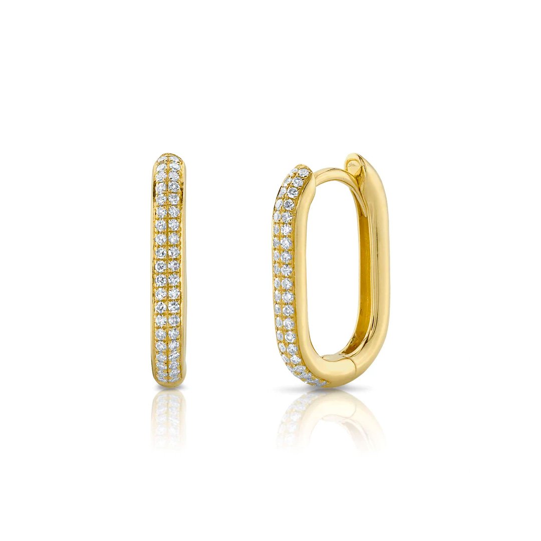 0.18 ctw Diamond Oblong Hoop Earrings