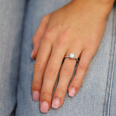 0.08 ctw Diamond Hidden Halo Engagement Ring