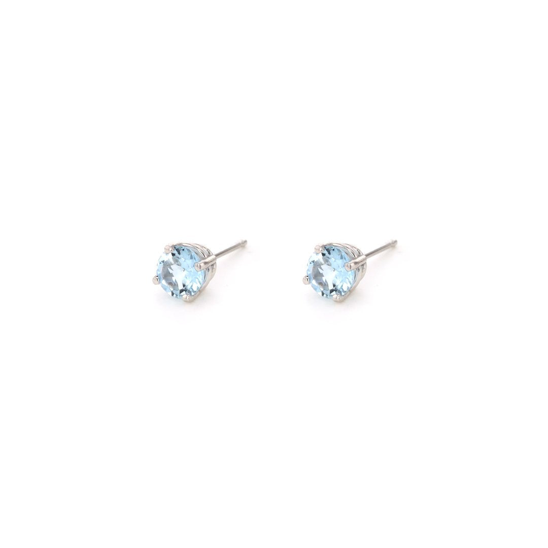 5MM Aquamarine Stud Earrings