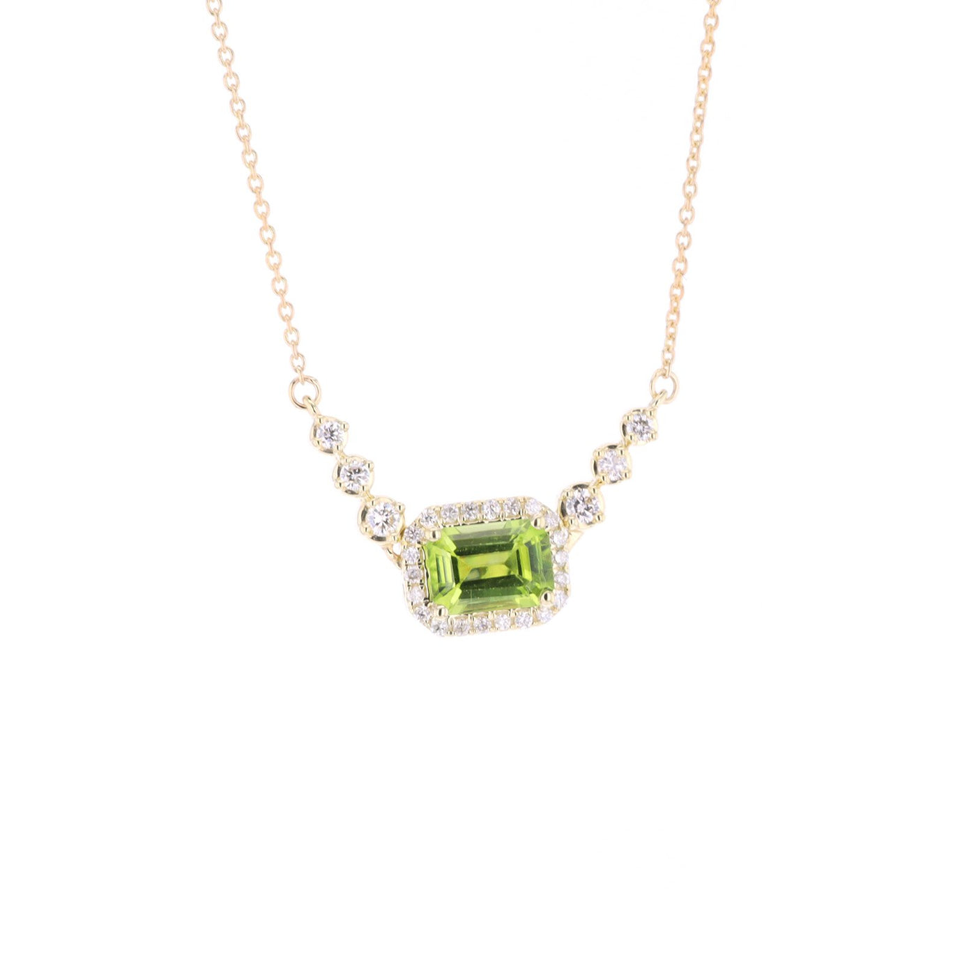 Peridot & Diamond Halo Necklace