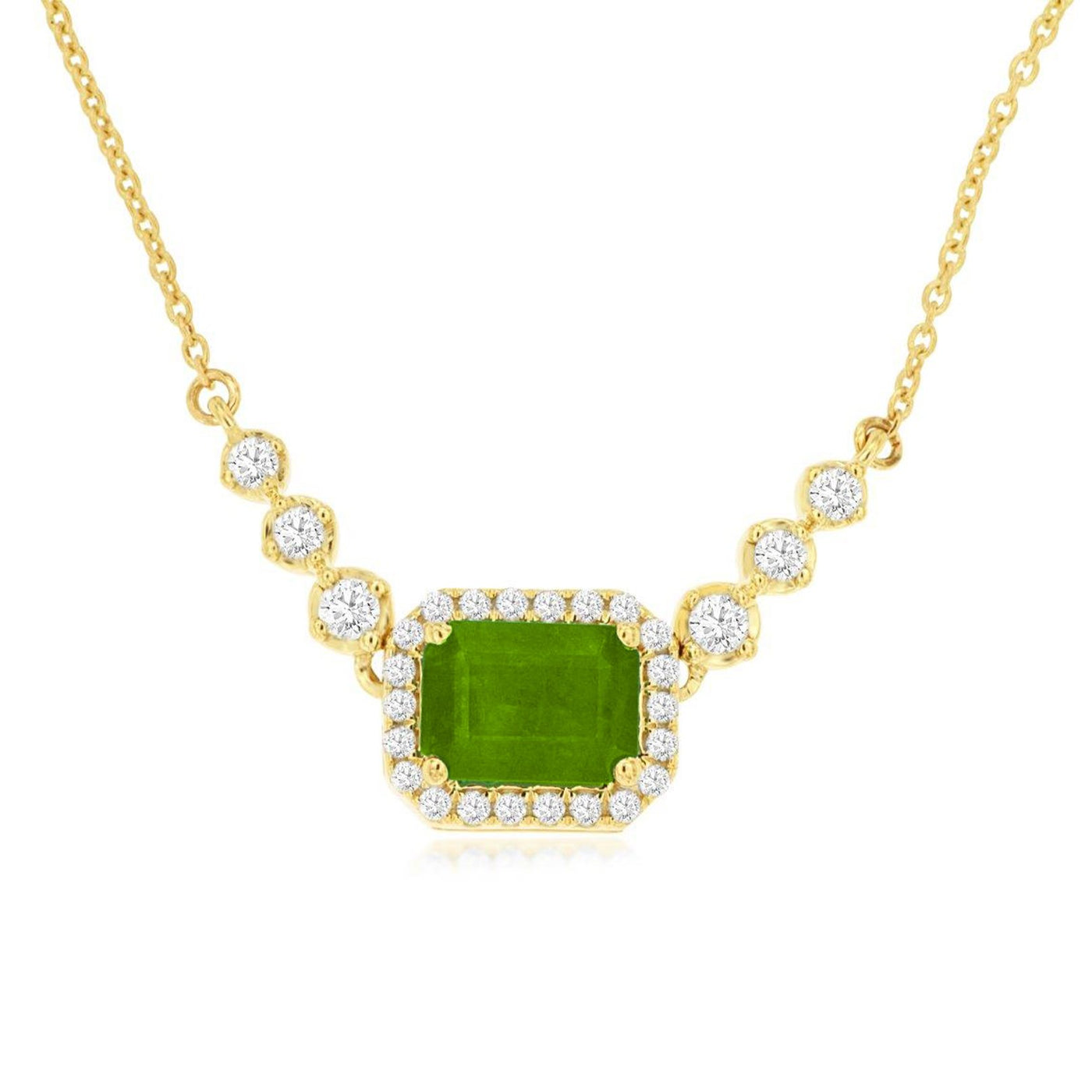 Peridot & Diamond Halo Necklace