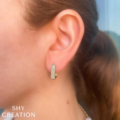 0.59ctw Diamond Rectangle Hoop Earrings