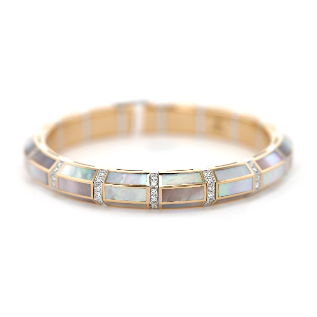 1.29 ctw Diamond & Mother of Pearl Xpandable Bracelet