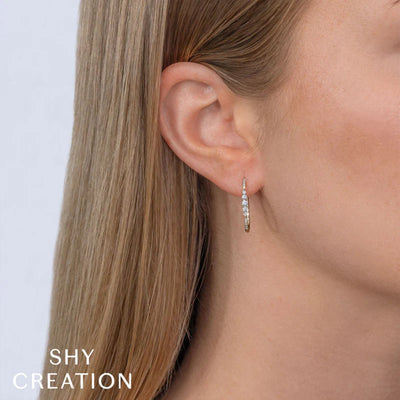 0.29 ctw Diamond Oval Hoop Earrings
