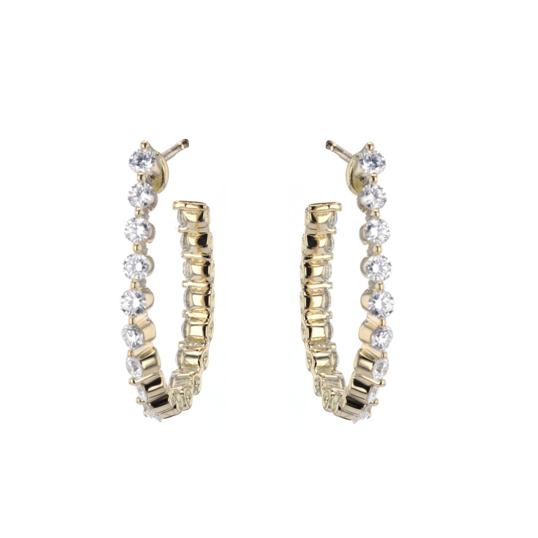 1.38 ctw Diamond Twisted Inside-Out J Hoop Earrings
