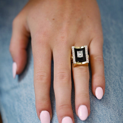 Diamond & Black Onyx Ring